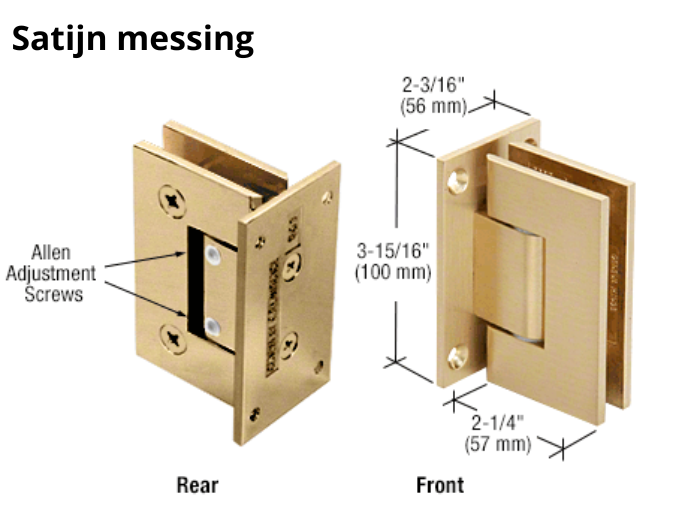 Douchedeur scharnier Vienna 90° wand/glas verstelbare muurbeugel 9 Douchedeur scharnier Vienna 90° wand/glas verstelbare muurbeugel satijn messing