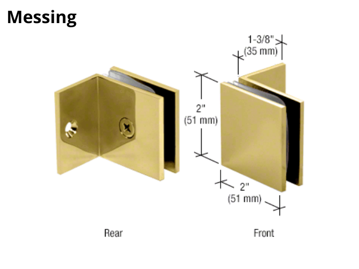 Douche glasklem Vienna 90° wand/glas met kleine steunpoot 10 Douche glasklem Vienna 90° wand/glas met kleine steunpoot messing