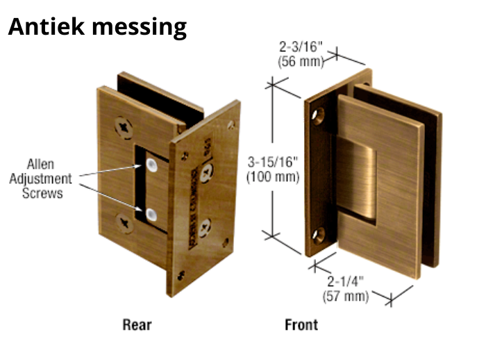Douchedeur scharnier Vienna 90° wand/glas verstelbare muurbeugel 10 Douchedeur scharnier Vienna 90° wand/glas verstelbare muurbeugel antiek messing