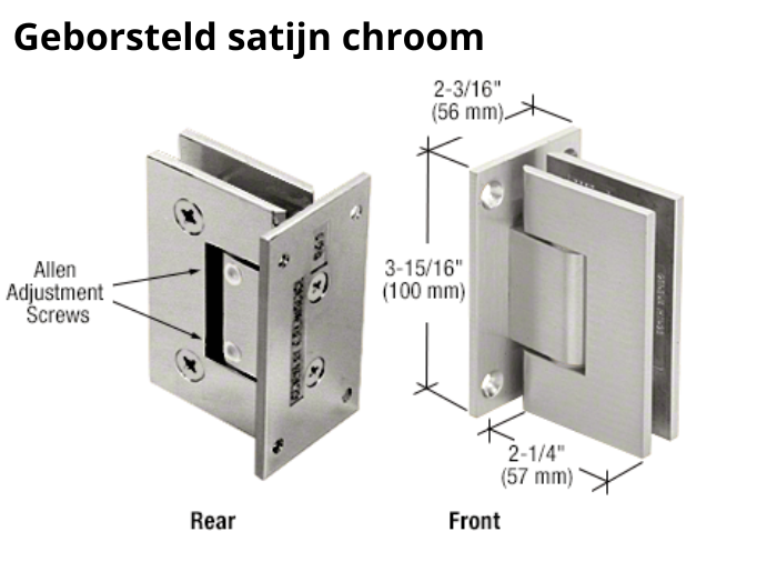 Douchedeur scharnier Vienna 90° wand/glas verstelbare muurbeugel 11 Douchedeur scharnier Vienna 90° wand/glas verstelbare muurbeugel geborsteld satijn chroom