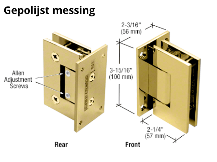Douchedeur scharnier Vienna 90° wand/glas verstelbare muurbeugel 13 Douchedeur scharnier Vienna 90° wand/glas verstelbare muurbeugel gepolijst messing