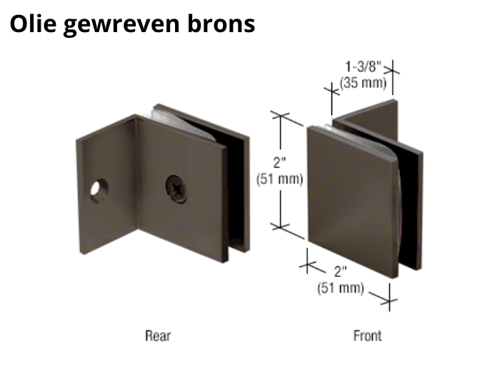 Douche glasklem Vienna 90° wand/glas met kleine steunpoot 13 Douche glasklem Vienna 90° wand/glas met kleine steunpoot olie gewreven brons