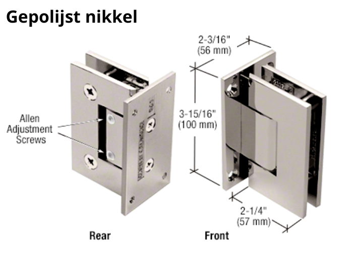 Douchedeur scharnier Vienna 90° wand/glas verstelbare muurbeugel 14 Douchedeur scharnier Vienna 90° wand/glas verstelbare muurbeugel gepolijst nikkel