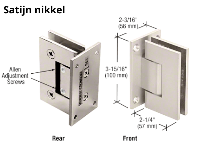 Douchedeur scharnier Vienna 90° wand/glas verstelbare muurbeugel 15 Douchedeur scharnier Vienna 90° wand/glas verstelbare muurbeugel satijn nikkel