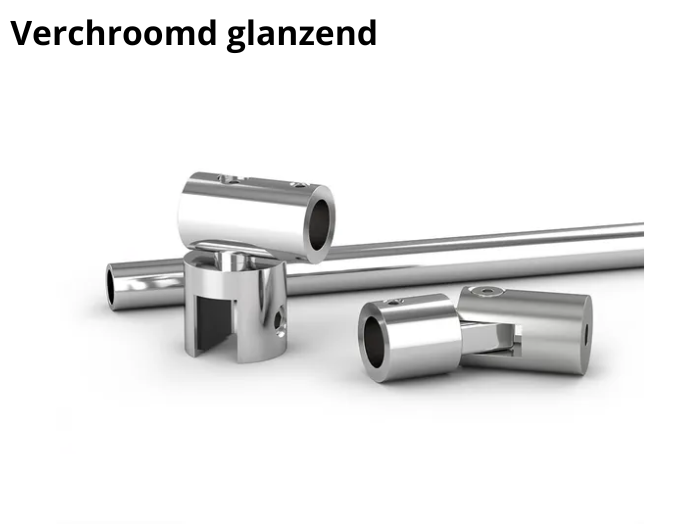 Stabilisatiestang wand/glas set Round 12 4 Stabilisatiestang wand/glas set Round 12 verchroomd glanzend