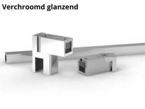 Stabilisatiestang wand/glas set Square 12 verchroomd glanzend