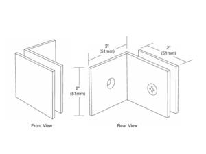 Douche glasklem Vienna 90° wand/glas met lange steunpoot (8 - 12 mm) technische tekening