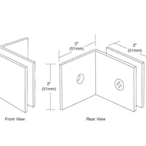 Douche glasklem Vienna 90° wand/glas met lange steunpoot (8 - 12 mm) technische tekening