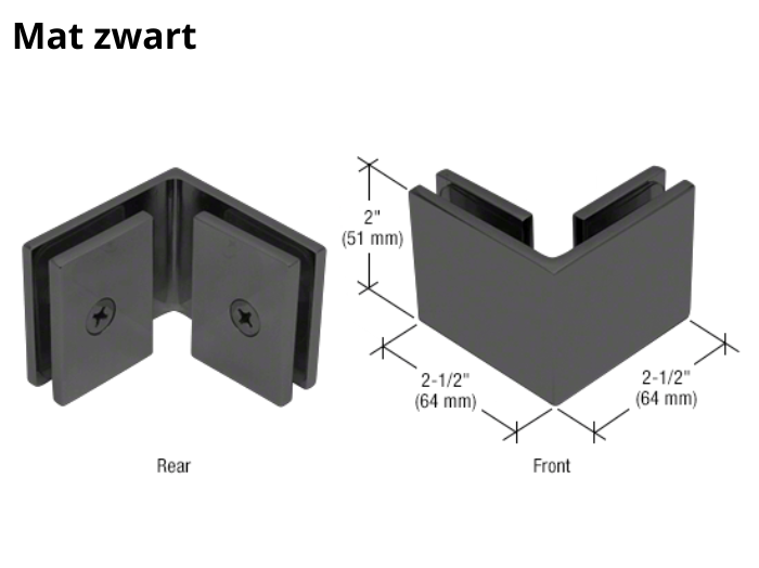 Douche glasklem Vienna 90° glas/glas 8 Douche glasklem Vienna 90° glas/glas mat zwart