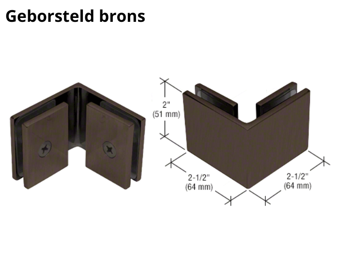 Douche glasklem Vienna 90° glas/glas 10 Douche glasklem Vienna 90° glas/glas geborsteld brons