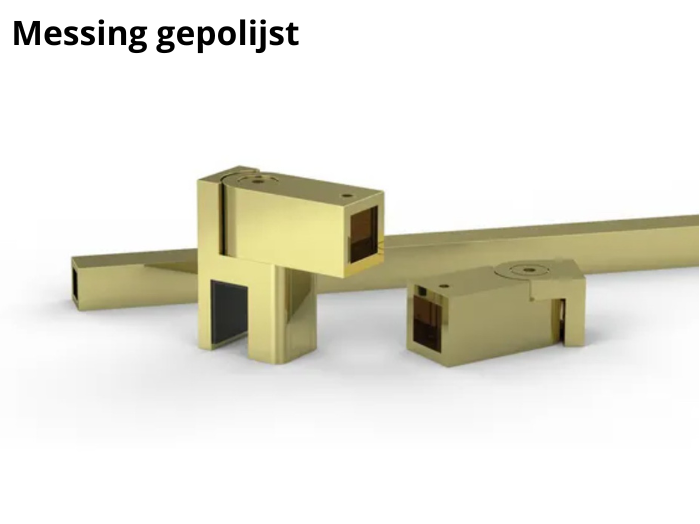 Stabilisatiestang wand/glas set Square 12 9 Stabilisatiestang wand/glas set Square 12 messing gepolijst