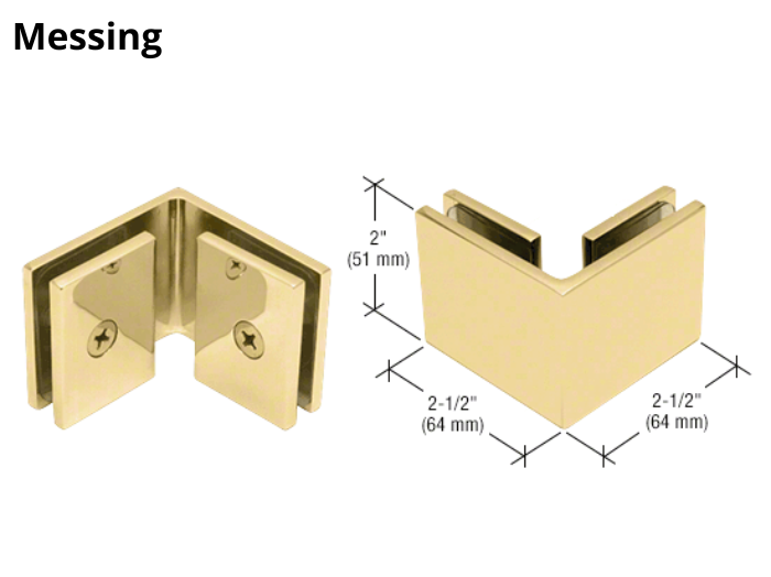 Douche glasklem Vienna 90° glas/glas 11 Douche glasklem Vienna 90° glas/glas messing
