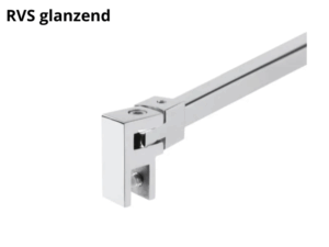 Stabilisatiestang set 45° wand/glas Square 15 RVS glanzend