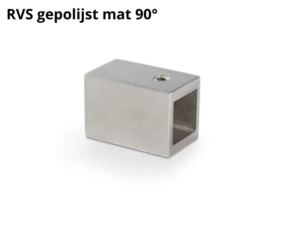 Wandaansluiting Square 15 RVS gepolijst mat 90°