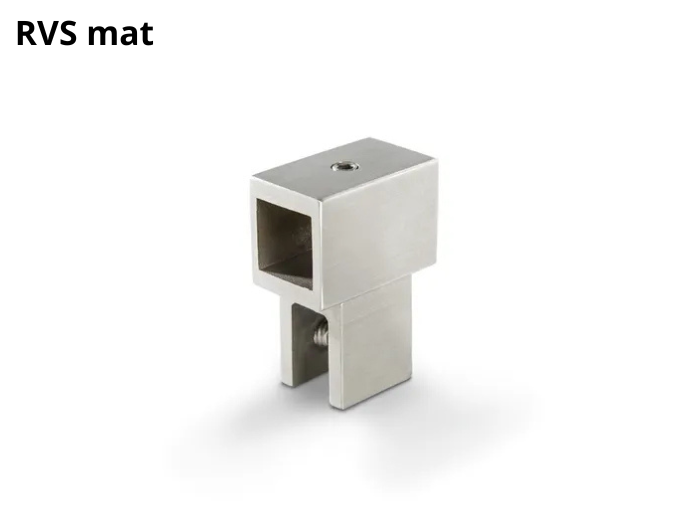 Glasaansluiting stabilisatiestang open Square 15 4 Glasaansluiting Square 15 RVS mat