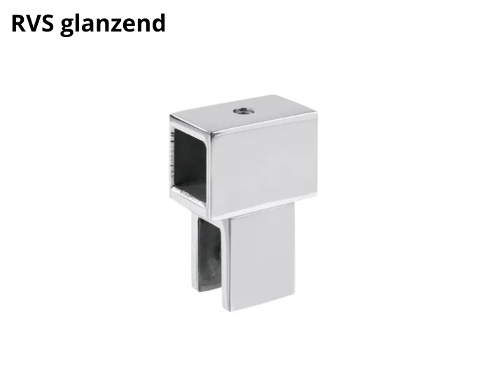 Glasaansluiting stabilisatiestang open Square 15 5 Glasaansluiting Square 15 RVS glanzend