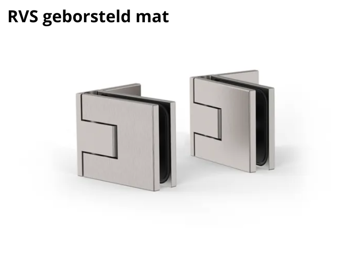 Douchedeur scharnier Juna glas/wand 90° - per 2 stuks 5 Douchedeur scharnier Juna glas/wand 90° rvs geborsteld mat