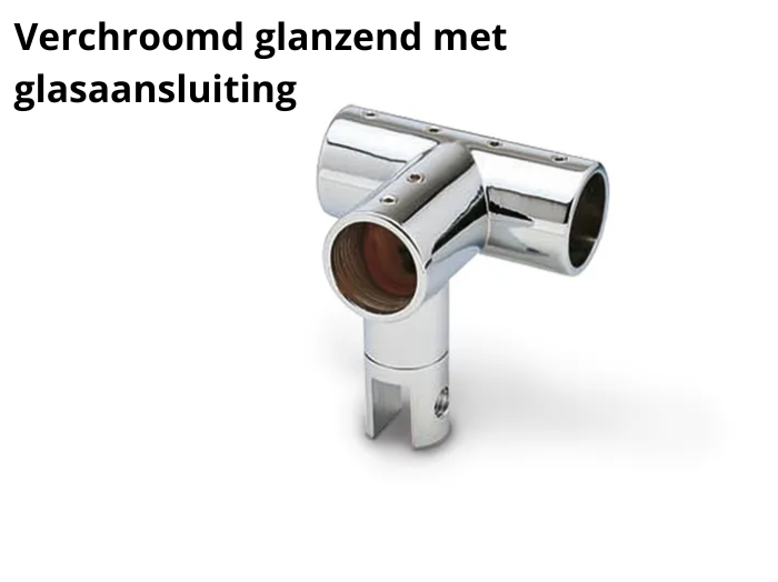 Driehoekverbinder voor stabilisatiestang Round 19mm 6 Driehoekige connector Round 19 verchroomd glanzend met glasaansluiting