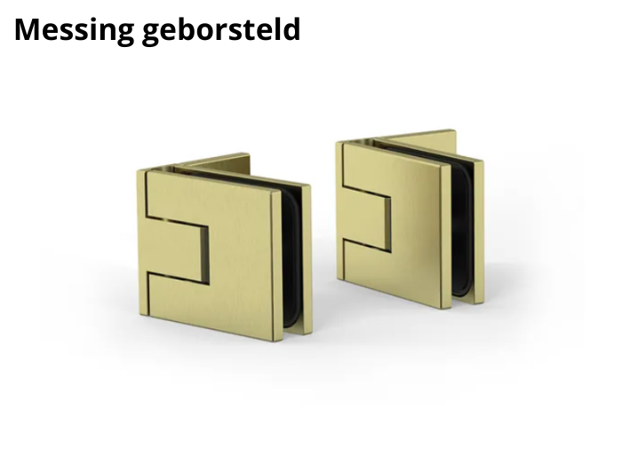Douchedeur scharnier Juna glas/wand 90° - per 2 stuks 7 Douchedeur scharnier Juna glas/wand 90° messing geborsteld
