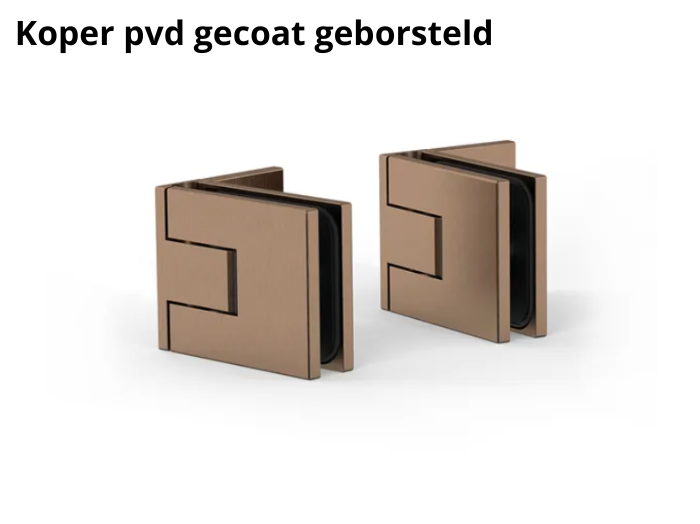 Douchedeur scharnier Juna glas/wand 90° - per 2 stuks 8 Douchedeur scharnier Juna glas/wand 90° Koper pvd gecoat geborsteld