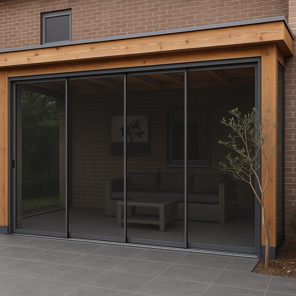 Grijs getinte glazen schuifwand – Complete glasschuifwand 3 Grijs getinte glazen schuifwand – Complete glasschuifwand