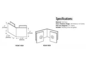 Douche glasklem Vienna 135° glas/glas technische tekening