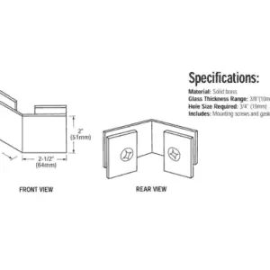 Douche glasklem Vienna 135° glas/glas technische tekening