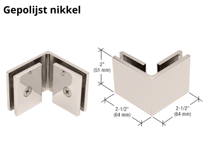 Douche glasklem Vienna 90° glas/glas 17 Douche glasklem Vienna 90° glas/glas gepolijst nikkel