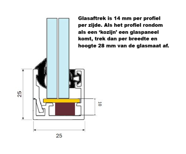 Glasprofiel glazen wand Klem-klikprofiel 25x25x25mm Steellook - RVS look 5 Glasprofiel glazen wand Klem-klikprofiel 25x25x25mm Steellook - RVS look - Afbeelding 3