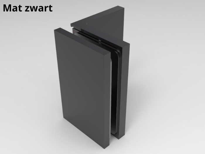 Douche glasklem Bellagio 90° wand/glas 10 Muurklem Bellagio 90° mat zwart