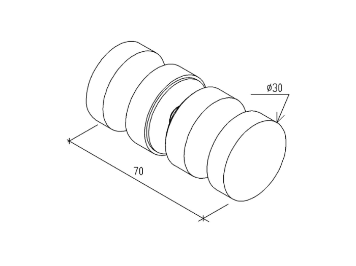 Douchedeurknop rond 30mm 16 Douchedeurknop rond 30mm