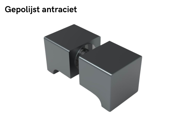 Douchedeurknop vierkant 30mm 8 Douchedeurknop vierkant 30mm - gepolijst antraciet
