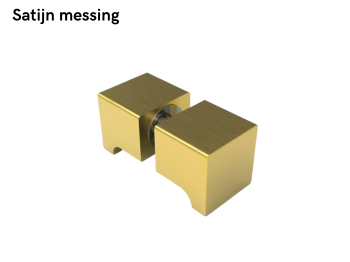Douchedeurknop vierkant 30mm 12 Douchedeurknop vierkant 30mm - satijn messing