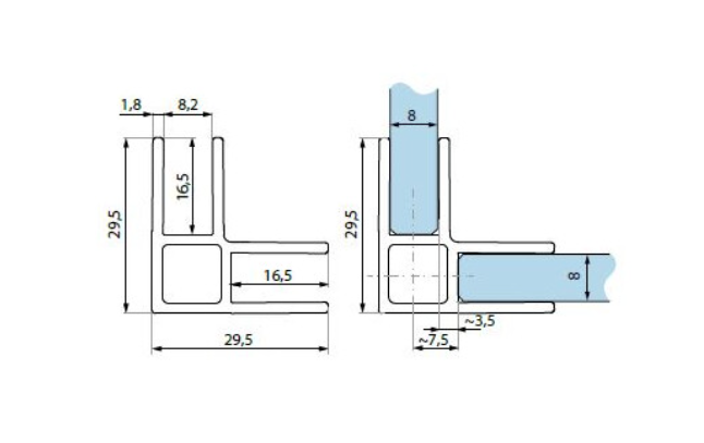 90° Hoekprofiel 30x30 Zwart geanodiseerd aluminium L=3000mm voor 8mm en 10mm glas 4 90° Hoekprofiel 30x30 Zwart geanodiseerd aluminium L=3000mm voor 8mm en 10mm glas - Afbeelding 3