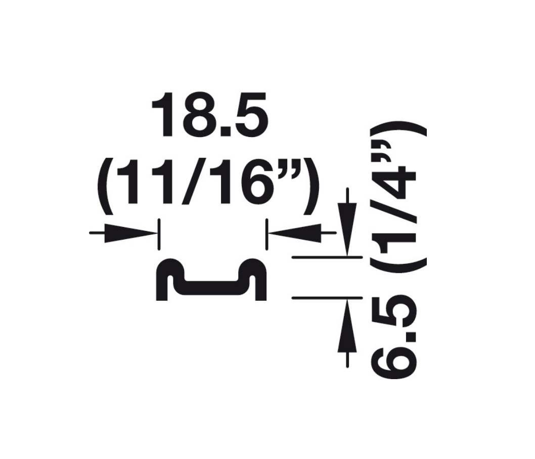 Dubbel looprail - onder - lengte 2500mm - Slido F-line14 25A 4 dubbel geleiderail