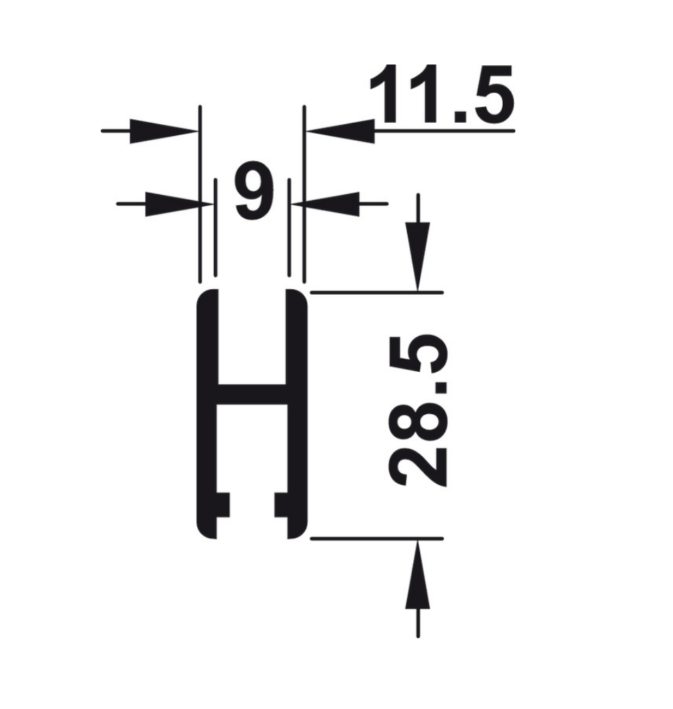 Loopschoenrail - bevestiging loopwerk- lengte 2500mm - Slido F-line14 25A 4 loopschoenrail