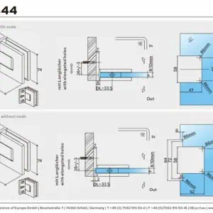Sauna scharnier Bellagio glas/wand technische tekening