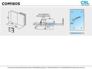 Douche glasklem Como 180° wand/glas technische tekening