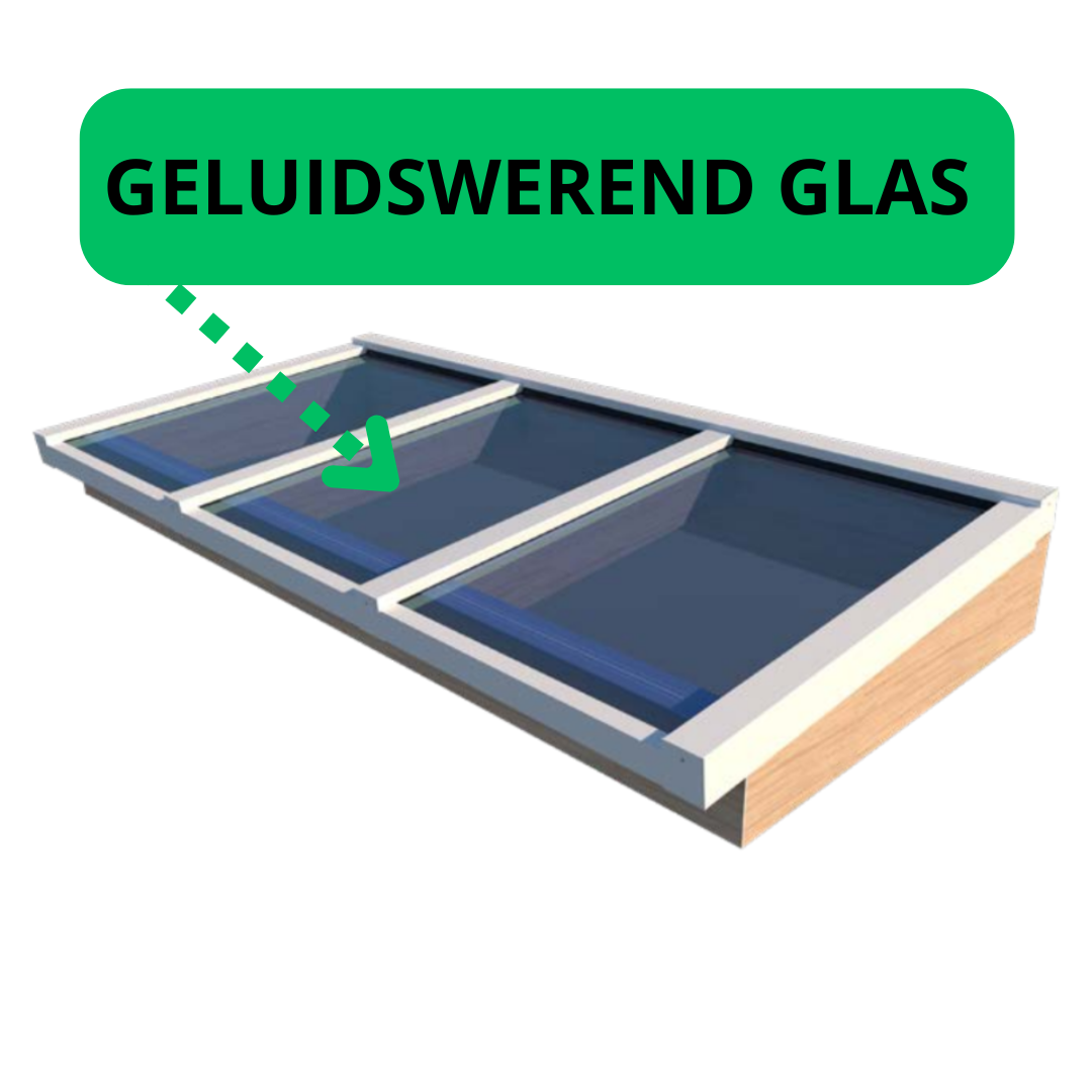 Lichtstraat lessenaar compleet pakket – Douglashout met veiligheidsglas 10 Lichtstraat lessenaar geluidswerend glas - Compleet Pakket – Douglashout met geluidswerend enkel gelaagd glas