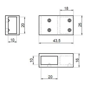 Alternative view of Stabilisatie 20x10 mm T-verbinding