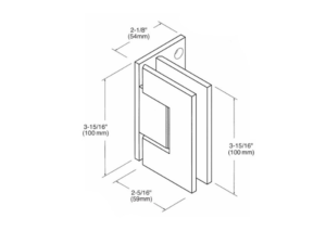 Douchedeur scharnier Vienna 90° wand/glas verlegde muurplaat pre-set model technische tekening