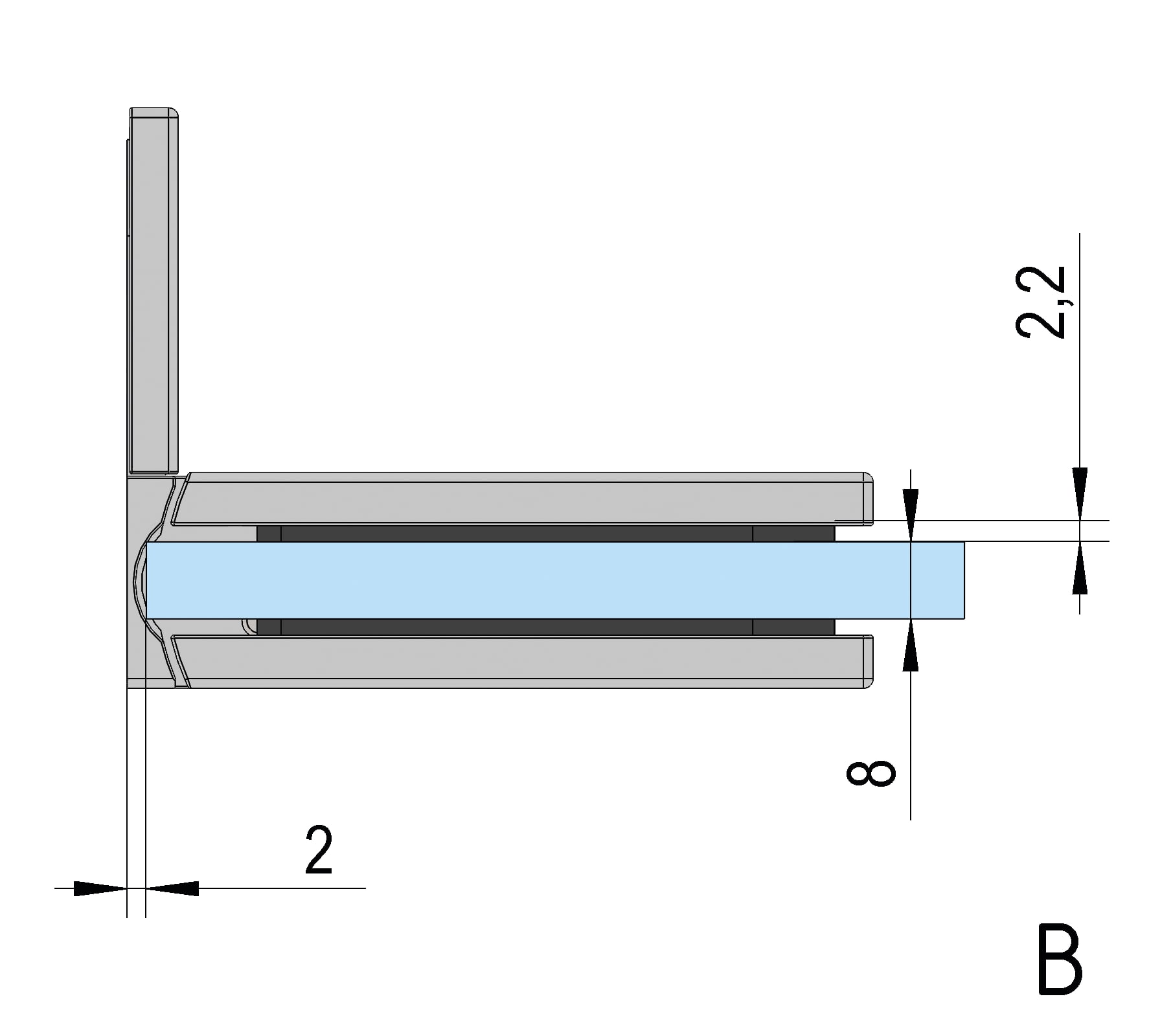 Douchedeur scharnier Juna glas/wand 90° - per 2 stuks 18 Douchedeur scharnier Juna glas/wand 90° technische tekening