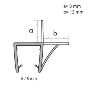 Alternative view of Afdichtprofiel met centrale lip, onderlip en zijdelingse afwateringslip 6mm of 8mm