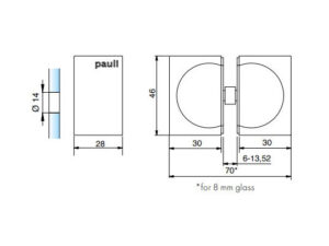 Alternative view of Rechthoekige deurknop 30 x 46 mm, glasdikte 6-13,52 mm