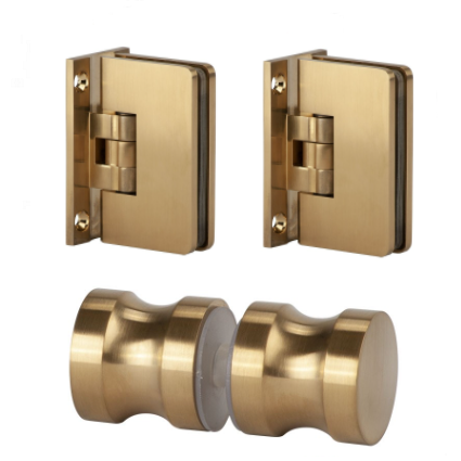 Beslagset compleet douchedeur - goud - glasdikte 6-10 mm - deurknop 3 beslagset compleet