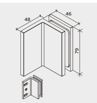 Como glasklem - glans chroom - 90° - wand-glas 6 Como glasklem