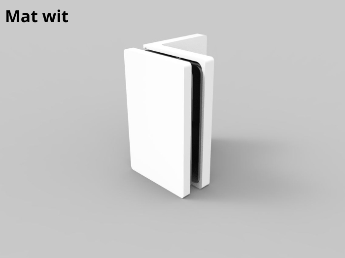 Douche glasklem Bellagio 90° wand/glas 8 Muurklem Bellagio 90° mat wit