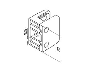 Alternative view of Glasklem, Vlakke aansluiting, MOD 2400, RVS 316 - 4 stuks
