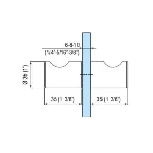 Alternative view of Ronde deurknop Ø25 mm met vingergreep, glasdikte 6-10 mm