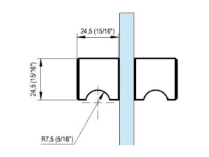 Alternative view of Vierkante deurknop 25 x 25 mm, glasdikte 8-12 mm